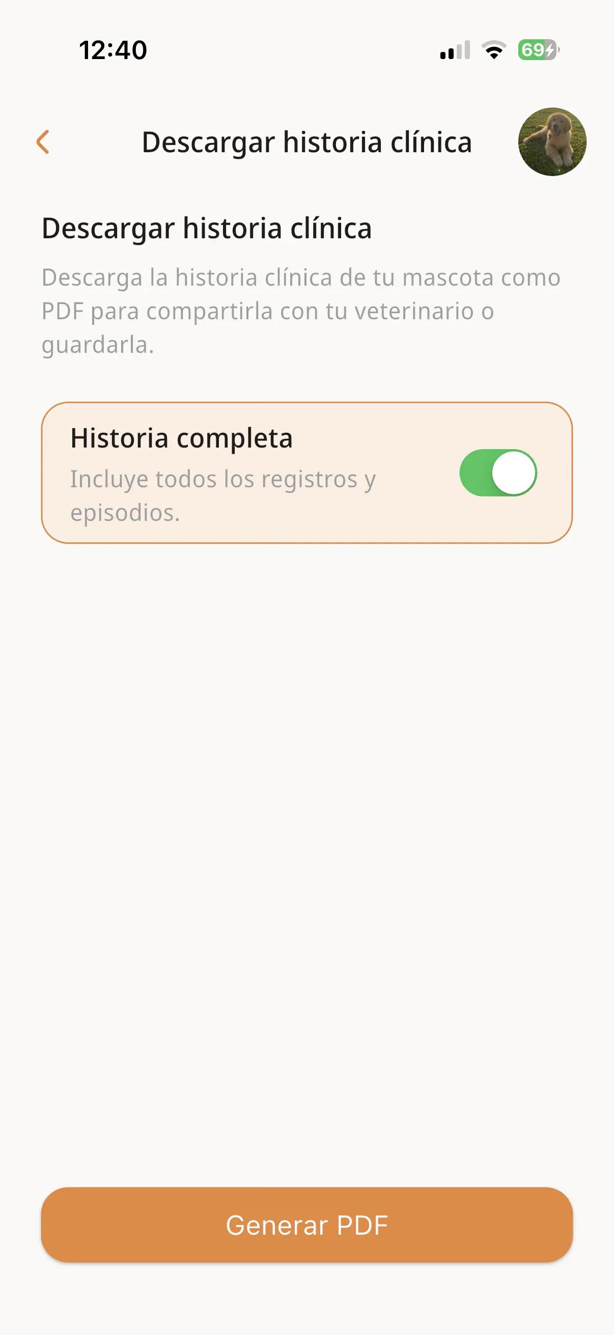 Generar el PDF de la historia